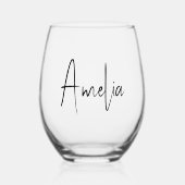Chic Calligraphy Script Monogram Weinglas Ohne Stiel (Vorderseite)