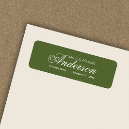 Chic Calligraphy Script Olive Green Rücksendeadres