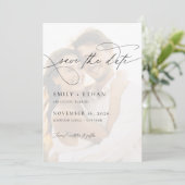 Chic Calligraphy Script Overlay-Foto Hochzeit Save The Date (Stehend Vorderseite)
