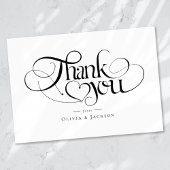 Chic Calligraphy Script Personalisiert Wedding Dankeskarte
