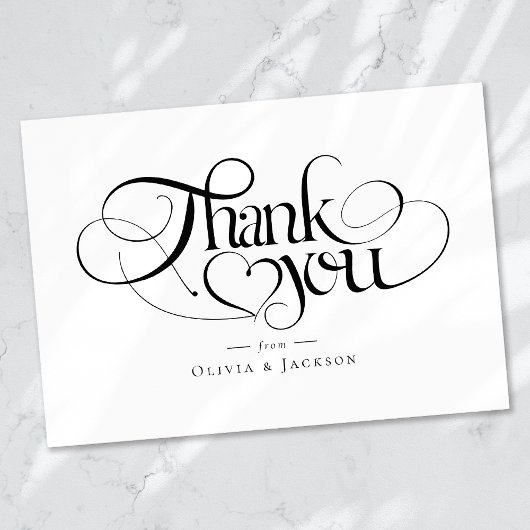 Chic Calligraphy Script Personalisiert Wedding Dankeskarte