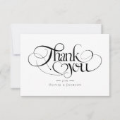 Chic Calligraphy Script Personalisiert Wedding Dankeskarte (Vorderseite)