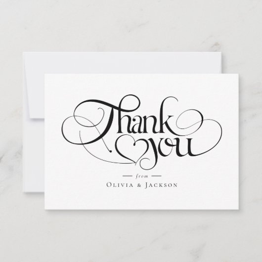 Chic Calligraphy Script Personalisiert Wedding Dankeskarte (Vorderseite)