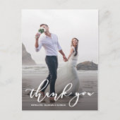 Chic Calligraphy Script Wedding Danke Foto Postkarte (Vorderseite)