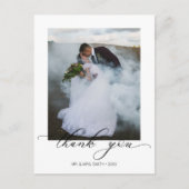 Chic Calligraphy Script Wedding Foto Vielen Dank Postkarte (Vorderseite)