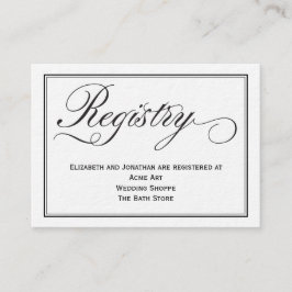 Chic Calligraphy Script Wedding Registry Card Begleitkarte