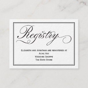 Chic Calligraphy Script Wedding Registry Card Begleitkarte