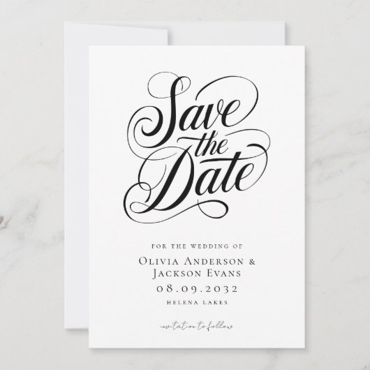 Chic Calligraphy Script Wedding Save The Date (Vorderseite)