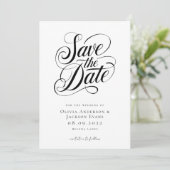 Chic Calligraphy Script Wedding Save The Date (Stehend Vorderseite)