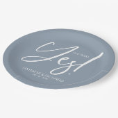 Chic Calligraphy Sie sagte Yes Engagement Party Pappteller (Schrägansicht)