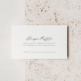 Chic Calligraphy Silver Diaper Raffle Ticket Begleitkarte