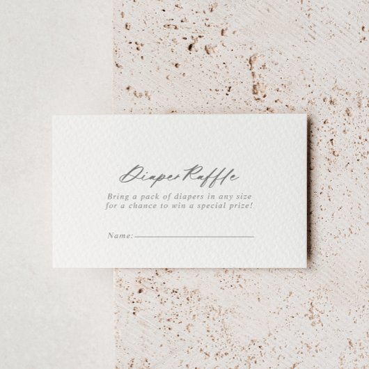 Chic Calligraphy Silver Diaper Raffle Ticket Begleitkarte