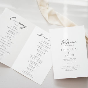 Chic Calligraphy Silver Folded Wedding Program Programm