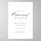 Chic Calligraphy Silver Probe Dinner Willkommen Poster (Vorne)
