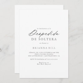 Chic Calligraphy Silver Spanish Brautparty Einladung