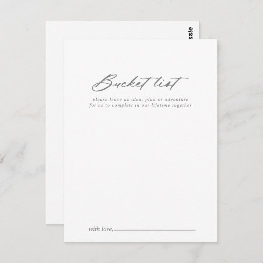 Chic Calligraphy Silver Wedding Bucket List Cards Postkarte (Vorne/Hinten)