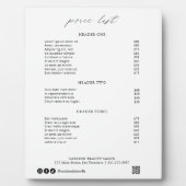 Chic Calligraphy Simple Elegant Price List Fotoplatte (Vorderseite)