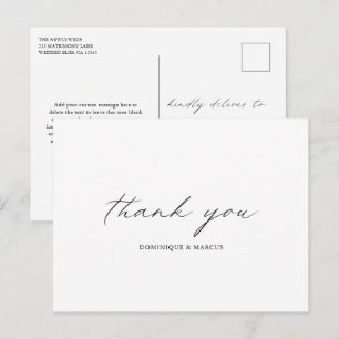 Chic Calligraphy Simple Elegant Wedding Vielen Dan Postkarte
