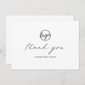 Chic Calligraphy Simple Elegante Business Dankeskarte (Vorne/Hinten)