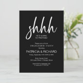 Chic Calligraphy Surprise Engagement Party Einladung (Stehend Vorderseite)