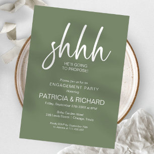 Chic Calligraphy Surprise Engagement Party Einladung