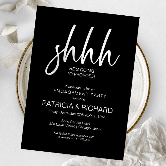 Chic Calligraphy Surprise Engagement Party Einladung