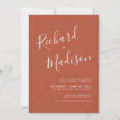Chic Calligraphy Terracotta Foto Virtual Wedding Einladung (Vorderseite)