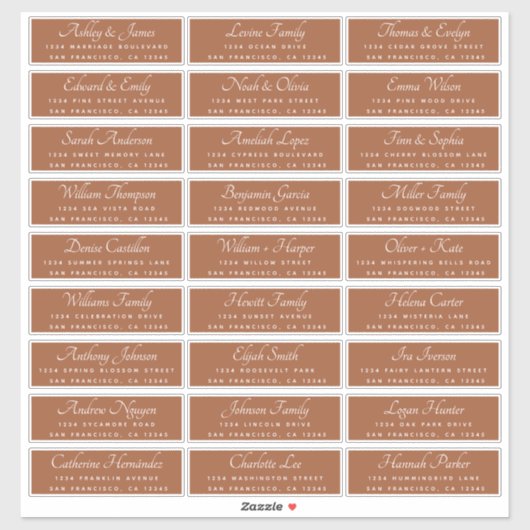 Chic Calligraphy Terracotta Guest Address Labels (Blatt)