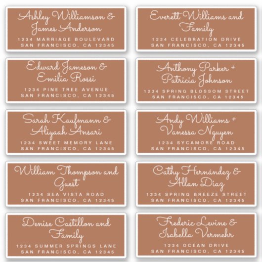 Chic Calligraphy TerraCotta Guest Address Labels (Vorderseite)