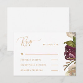 Chic Calligraphy Watercolor Floral Wedding Rsvp Karte