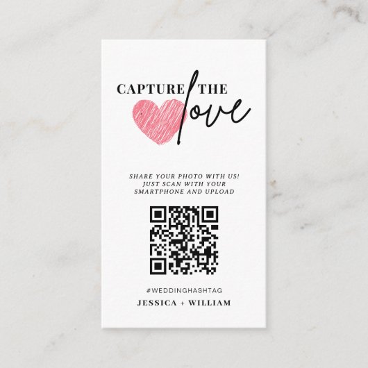 Chic Calligraphy Wedding Capture the Liebe QR Code Begleitkarte (Vorderseite)