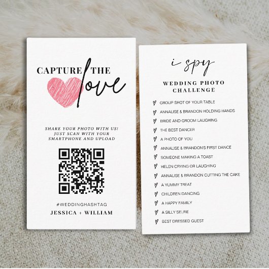 Chic Calligraphy Wedding Capture the Liebe QR Code Begleitkarte