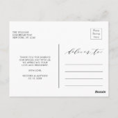 Chic Calligraphy Wedding Danke Foto Postkarte (Rückseite)