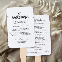 Chic Calligraphy Wedding Day Timeline Fächer