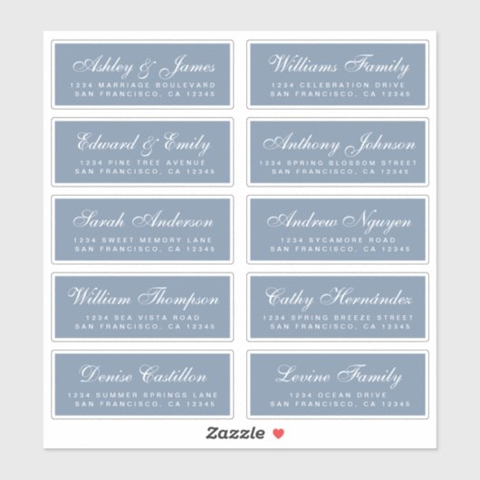 Chic Calligraphy Wedding Guest Address Labels (Blatt)