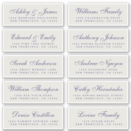 Chic Calligraphy Wedding Guest Address Labels (Vorderseite)