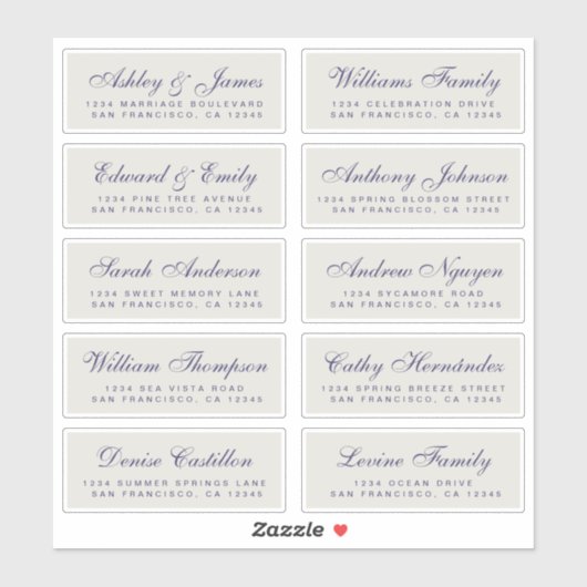 Chic Calligraphy Wedding Guest Address Labels (Blatt)