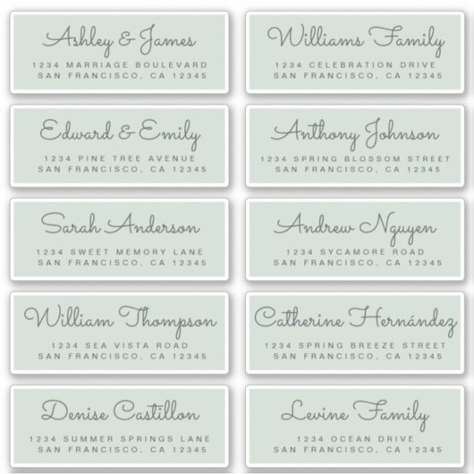 Chic Calligraphy Wedding Guest Address Labels (Vorderseite)