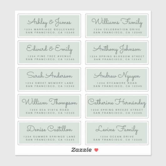Chic Calligraphy Wedding Guest Address Labels (Blatt)