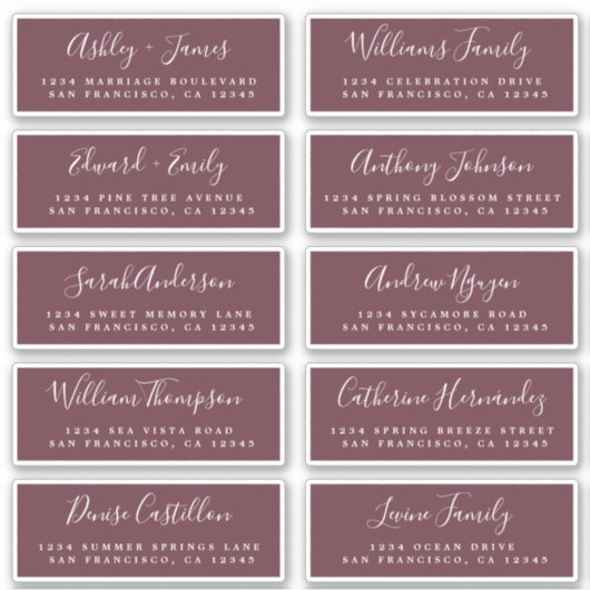 Chic Calligraphy Wedding Guest Address Labels (Vorderseite)
