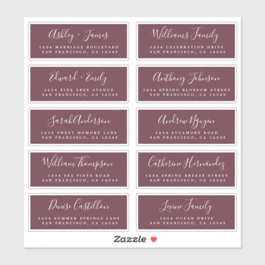 Chic Calligraphy Wedding Guest Address Labels (Blatt)