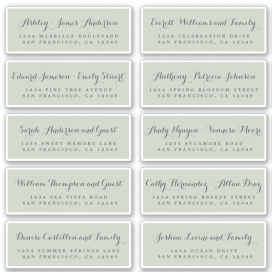 Chic Calligraphy Wedding Guest Address Labels (Vorderseite)