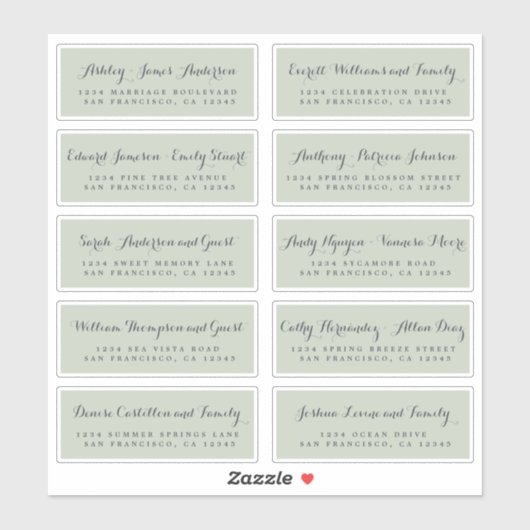 Chic Calligraphy Wedding Guest Address Labels (Blatt)