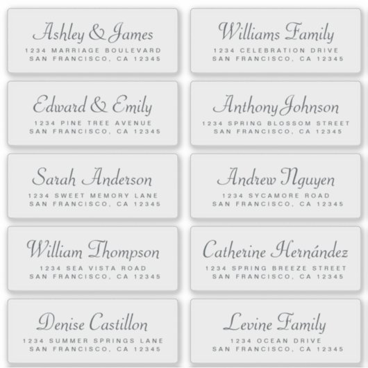 Chic Calligraphy Wedding Guest Address Labels (Vorderseite)
