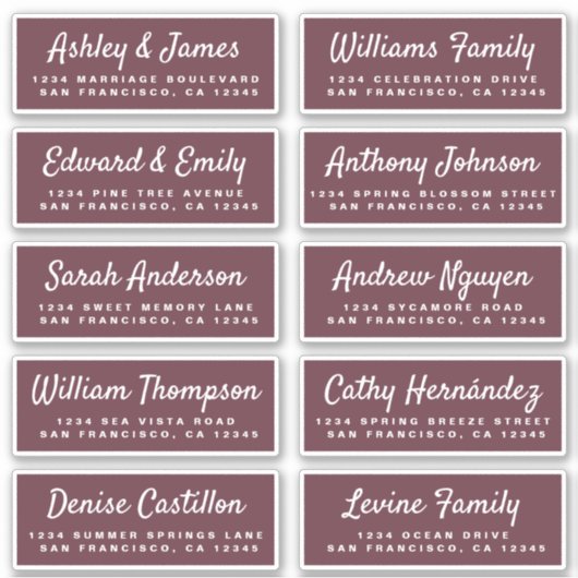 Chic Calligraphy Wedding Guest Address Labels (Vorderseite)
