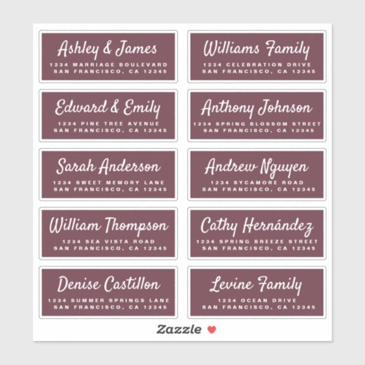 Chic Calligraphy Wedding Guest Address Labels (Blatt)