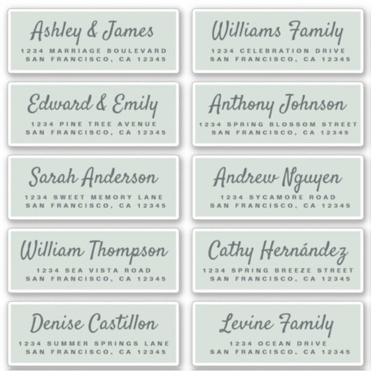 Chic Calligraphy Wedding Guest Address Labels (Vorderseite)