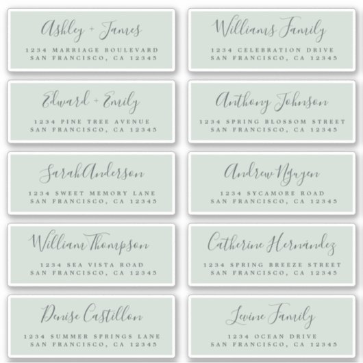 Chic Calligraphy Wedding Guest Address Labels (Vorderseite)