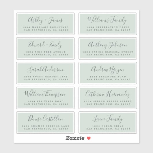 Chic Calligraphy Wedding Guest Address Labels (Blatt)