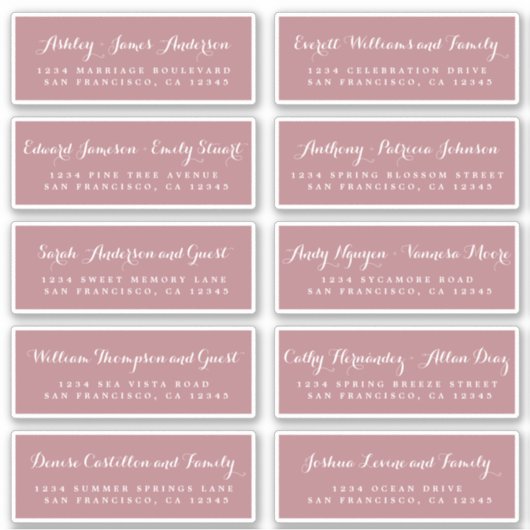 Chic Calligraphy Wedding Guest Address Labels (Vorderseite)